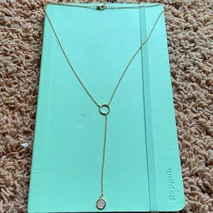LuLus gold necklace with rhinestone pendant